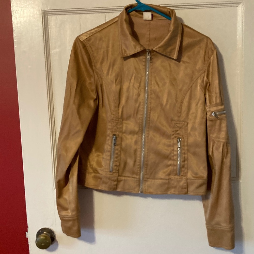 Women’s Shiny Gold Zip Front Jacket